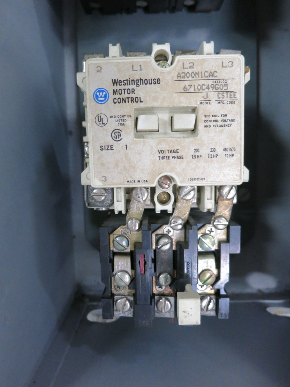 Westinghouse Size 1 Starter 40A Breaker Combination Combo Box 40 Amp A206 3R (DW6526-1)
