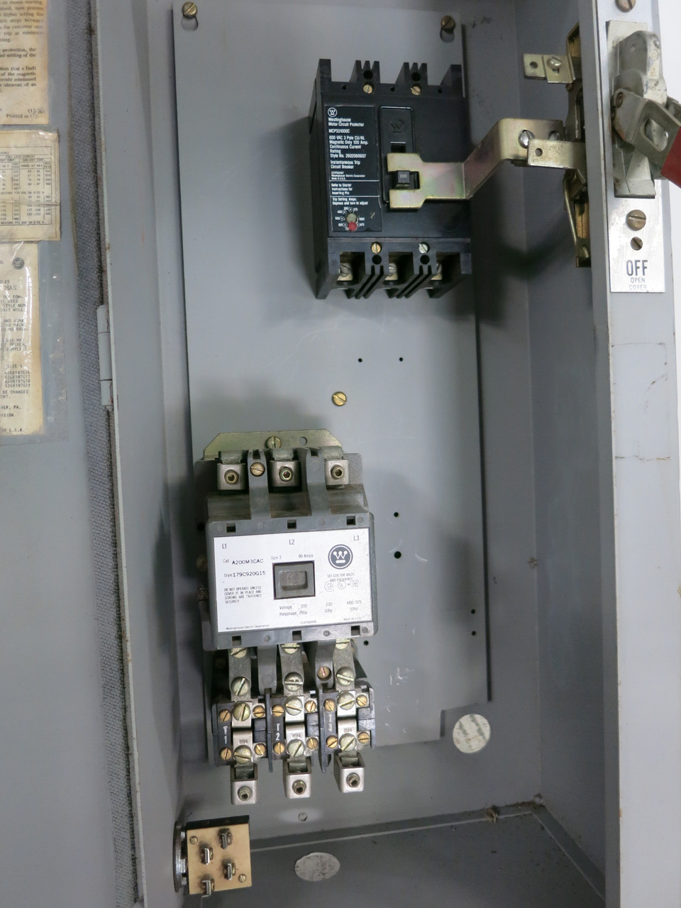 Westinghouse Size 3 Starter 100A Breaker Combination Combo Box 100 Amp 600V Coil (DW6524-1)