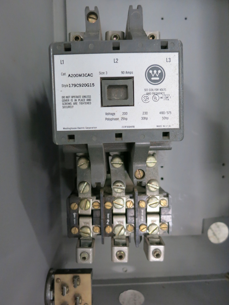 Westinghouse Size 3 Starter 100A Breaker Combination Combo Box 100 Amp 600V Coil (DW6524-1)