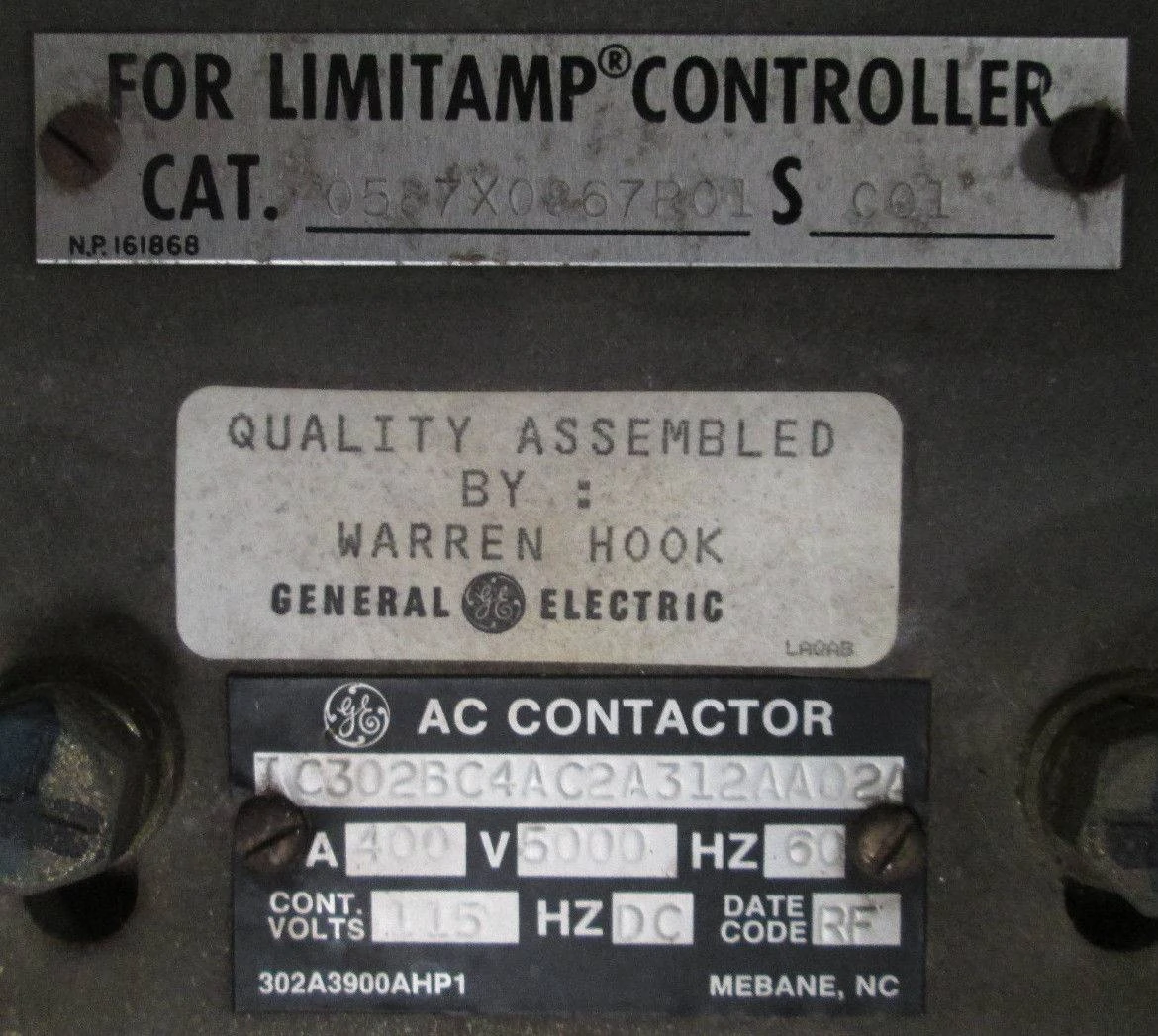GE IC302BC4AC2A312AA02A 400A 5000V AC Contactor General Electric 0587X0867R01 (EBI1967-1)