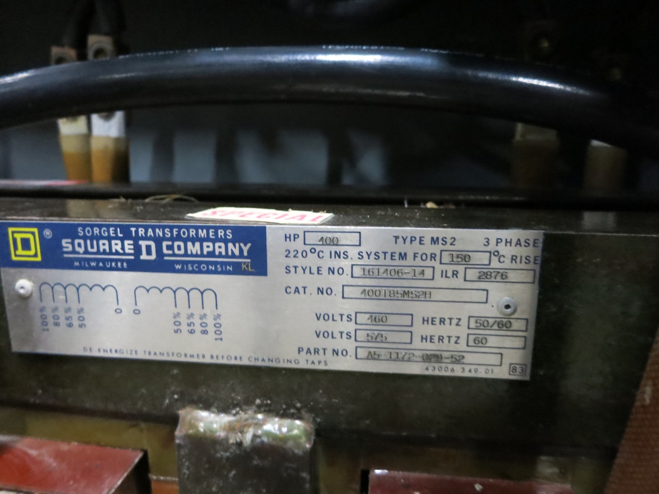 Square D Model 4 Size 6 Reduced Voltage Motor Starter MS2 Autotransformer 400 HP (DW6549-1)
