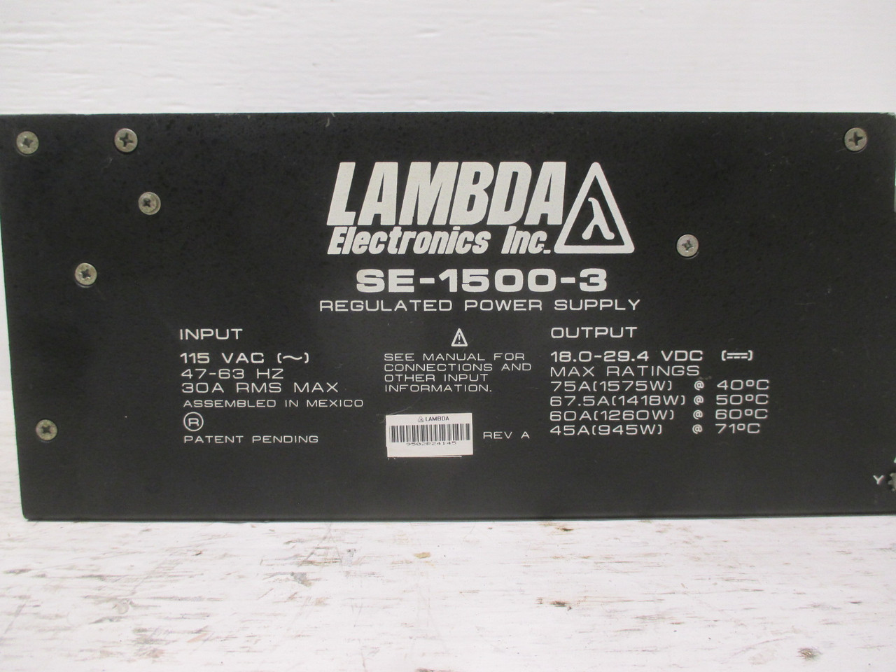 LAMBDA SE-1500-3 115VAC 30A Regulated Power Supply Rev A SE15003 (AH0011-2)