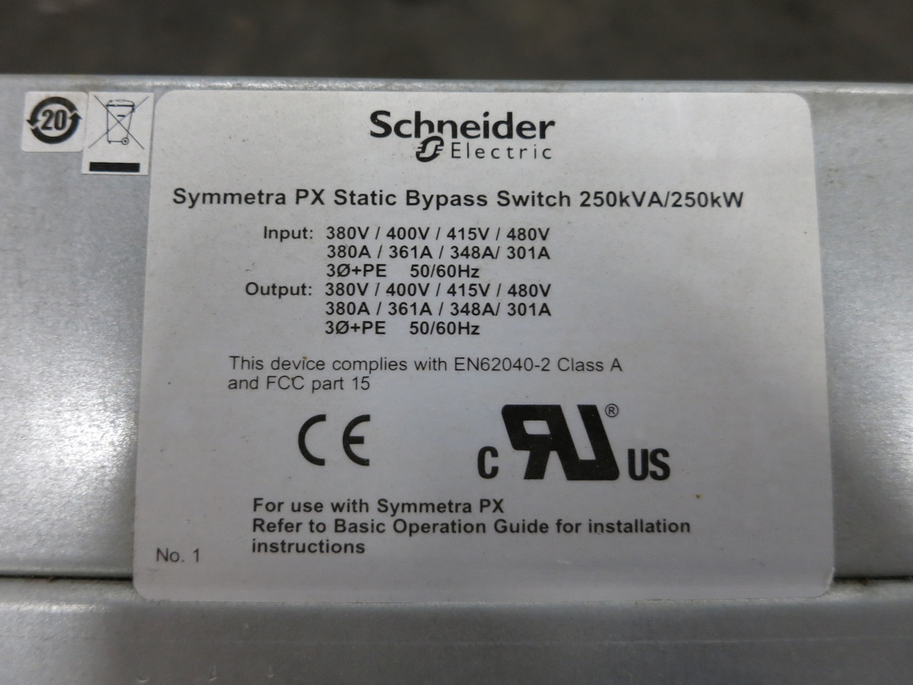 APC SYSW250KD Symmetra PX Static Bypass Switch 250kVA 480V 301A 3PH 250kW (DW6566-1)