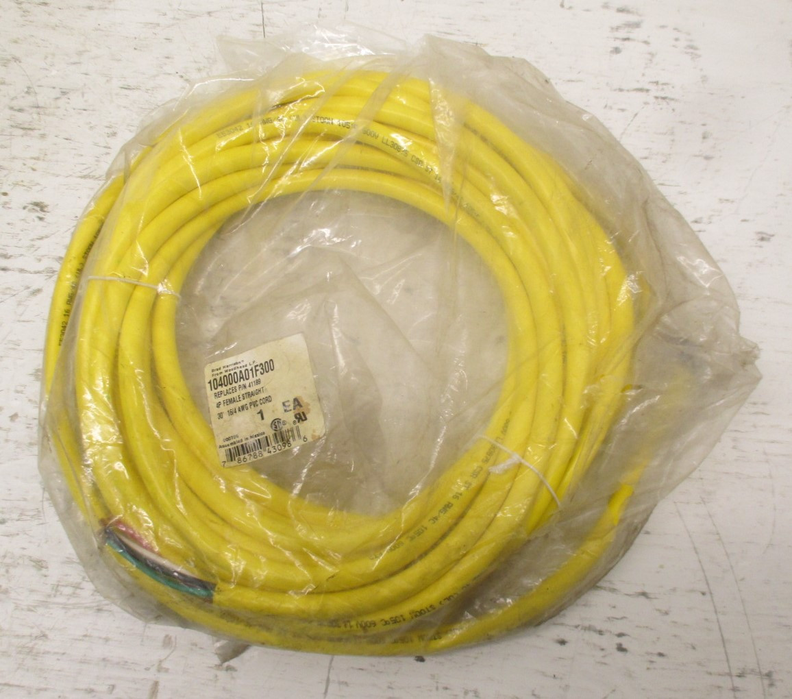 NEW Molex Woodhead 104000A01F300 QD Cable 4P Female 30' 16/4 600V AWG PVC Cord (AH0028-1)