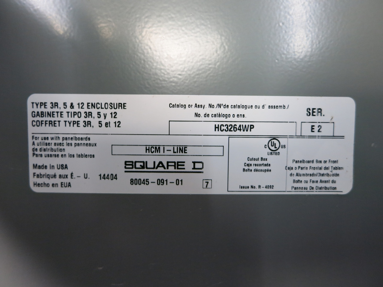 Square D 800A I-Line Panel Board 600V 3PH 3W Main Lugs 800 Amp MLO HC3264WP 3R (DW6611-1)