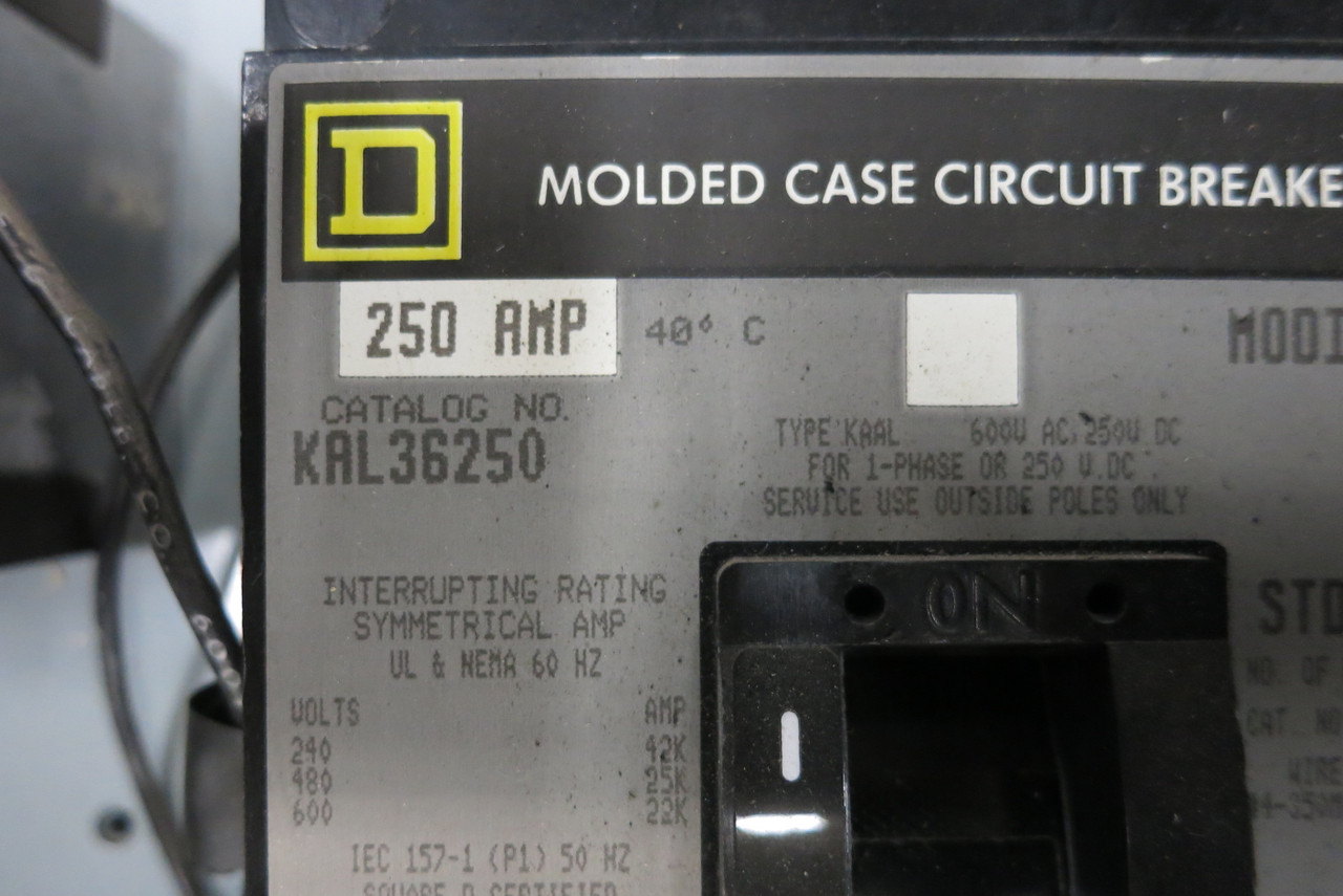 Square D Model 4 Size 5 Starter 250 Amp Breaker 71" MCC Motor Control Bucket Sz5 (BJ0894-1)