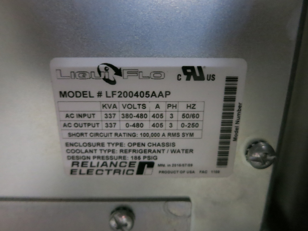 Trane Adaptive Frequency Drive Chiller Motor Control 337kVA LiquiFlo LF200405AAP (DW6609-1)