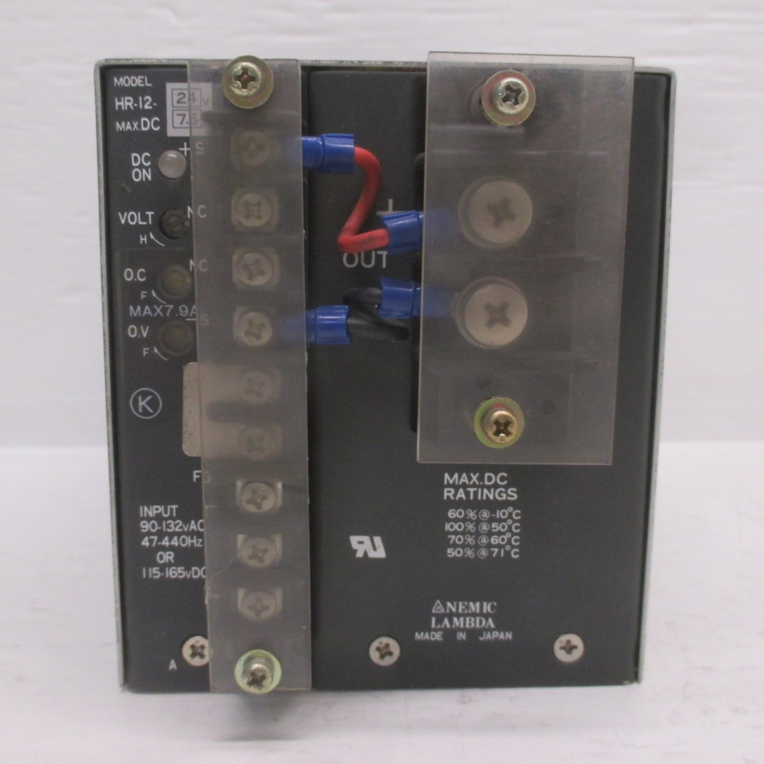 Nemic Lambda HR-12-24V Power Supply Max DC 7.5A Input 90-132VAC 47-440HZ 115-165 (AH0072-24)