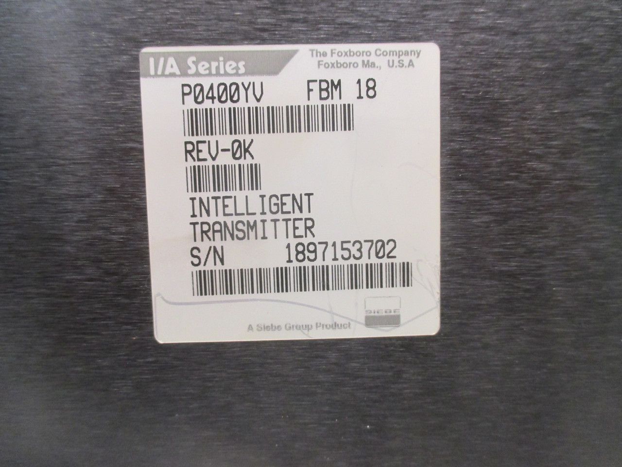 I/A Series Foxboro P0400YV FBM 18 Rev 0K Intelligent Transmitter P0400YV-0K (AH0084-2)