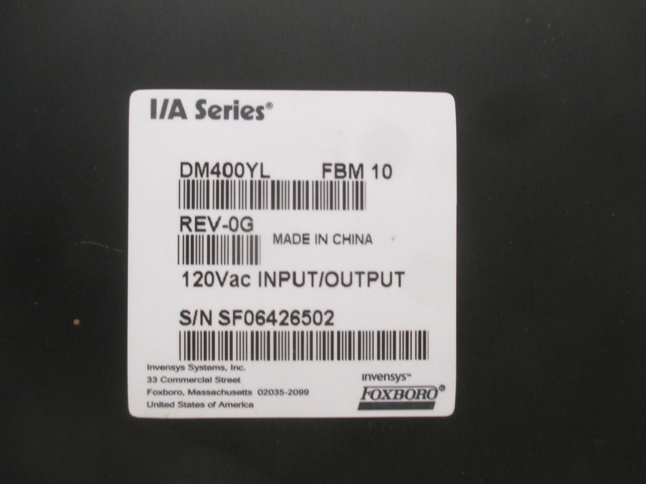 I/A Series Foxboro DM400YL FBM 10 Rev 0G 120VAC I/O DM400YL-0G DM400YL-OG (AH0099-1)
