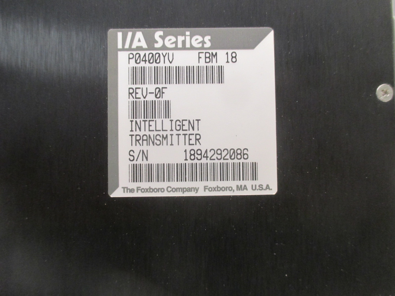 I/A Series Foxboro P0400YV FBM 18 Rev 0F Intelligent Transmitter P0400YV-0F (AH0100-4)
