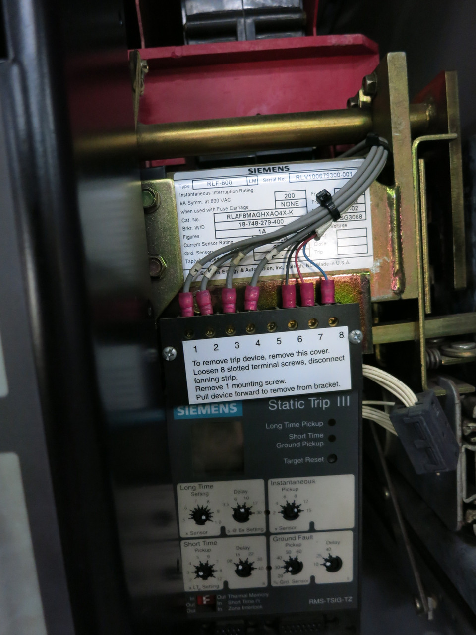 Siemens 4000A Type R Switchgear 480V RLF-4000 Main Breaker RLF-2000 LSIG RLF-800 (DW6623-1)