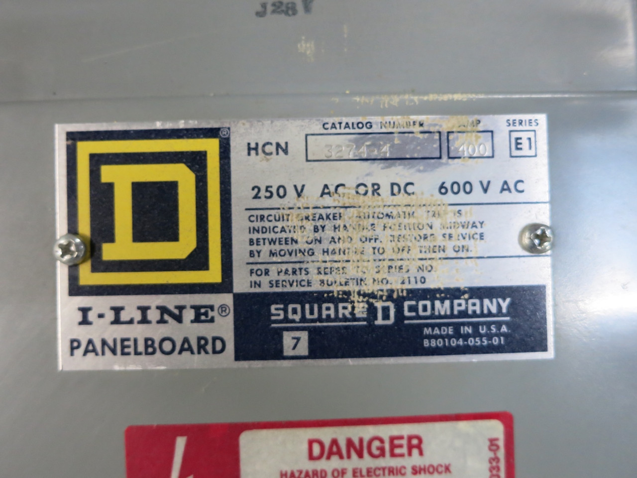 Square D 400A HCN I-Line Breaker Panel Board 600V 3PH 4W Main Lug 400 Amp MLO 3R (DW6619-2)