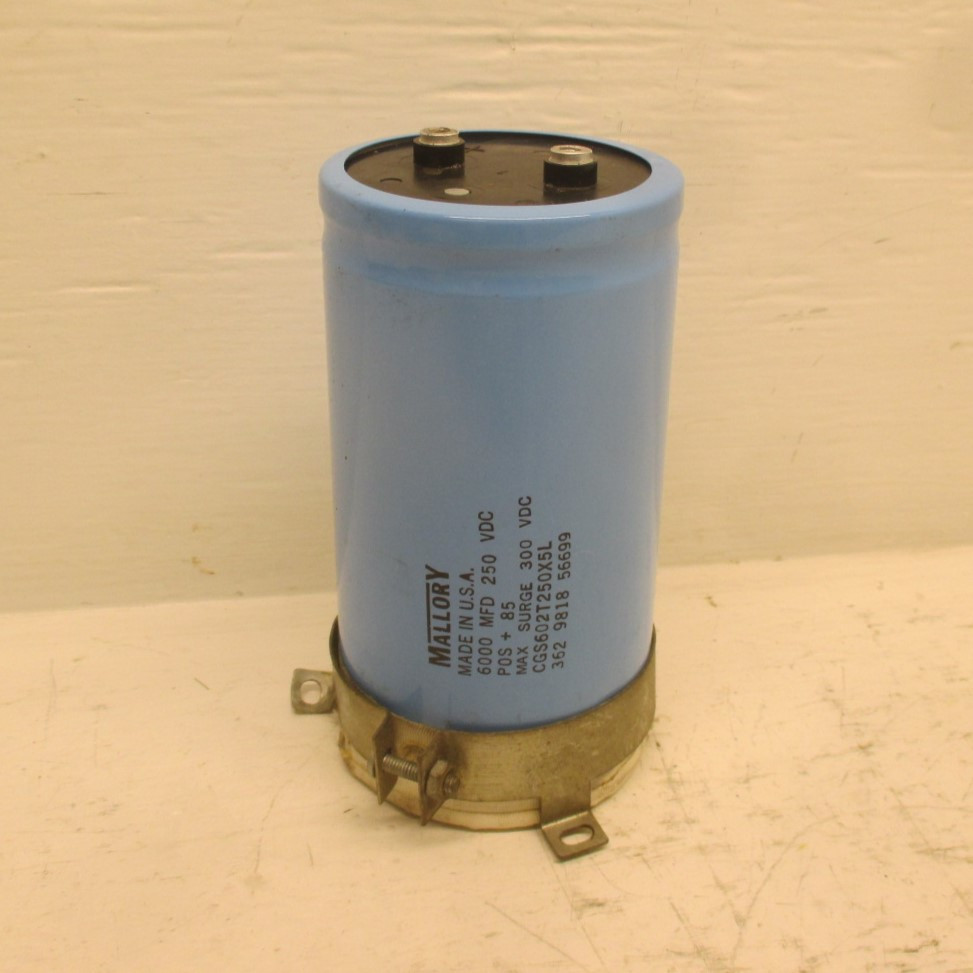 Mallory CGS602T250X5L Capacitor 6000 uF 250 VDC POS + 85 W/ Mounting Bracket (AH0121-40)