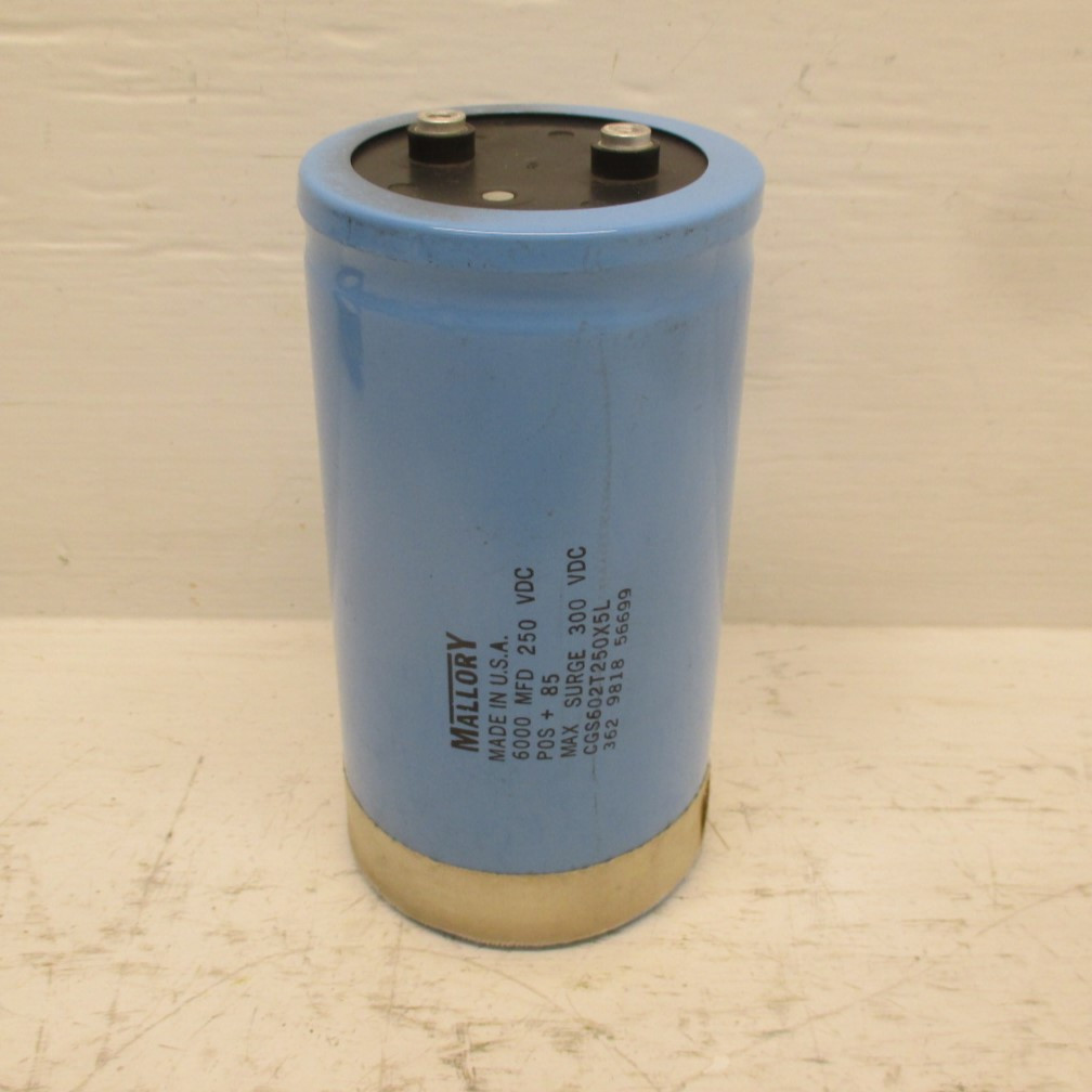 Mallory CGS602T250X5L Capacitor 6000 uF 250 VDC 300 VDC Max Surge POS + 85 (AH0120-69)