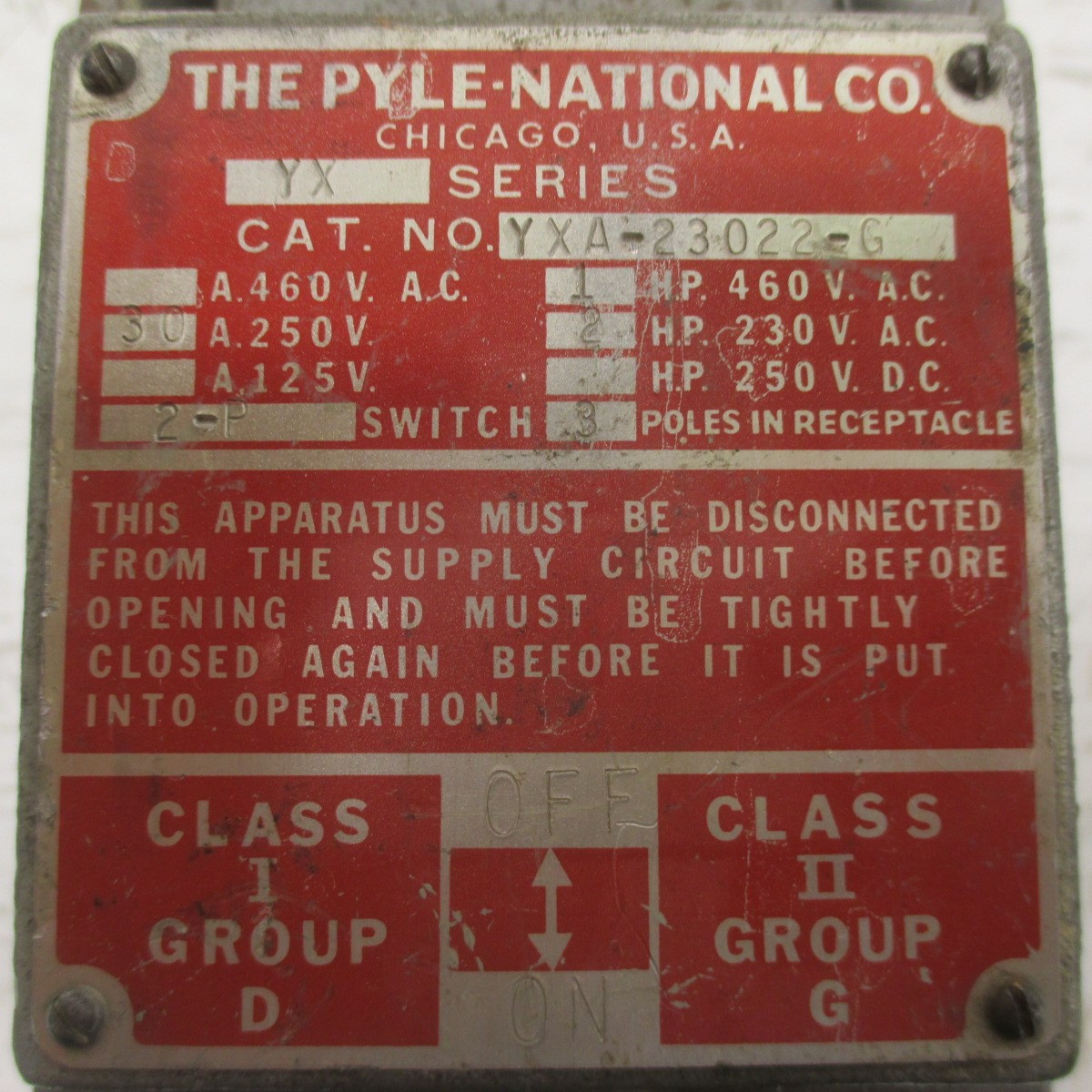 The Pyle-National Co. YXA-23022-G Explosion-Proof Dust-Tight Receptacle 30A/250V (AH0128-7)