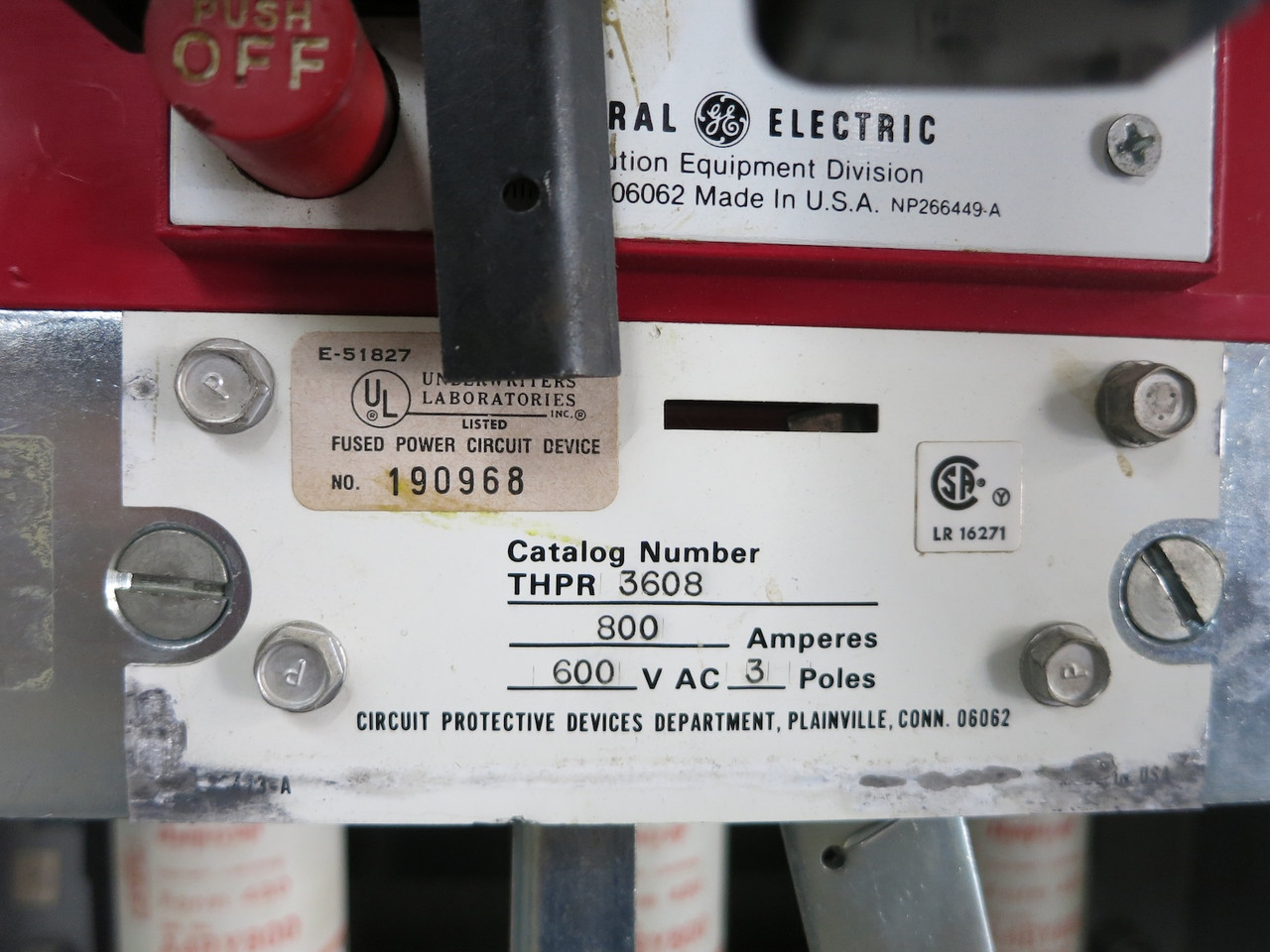GE AV-Line 800A 600V Main Switch Disconnect Panel 800 Amp THPR3608 Breaker Fused (DW6645-1)