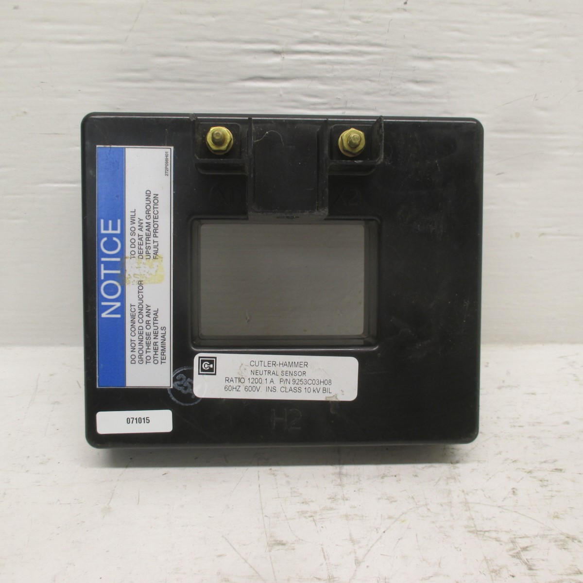 Cutler Hammer 9253C03H08 Current Transformer Ratio: 1200:1A CT Neutral Sensor CH (AH0140-5)