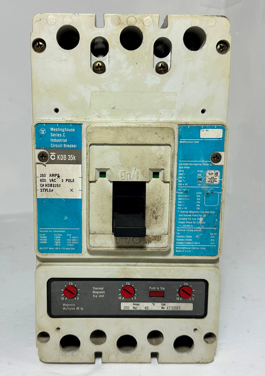 Westinghouse KDB3250 400A Circuit Breaker w/ 350 Amp Trip 600V KDB3350 KDB3400W (EM5273-1)