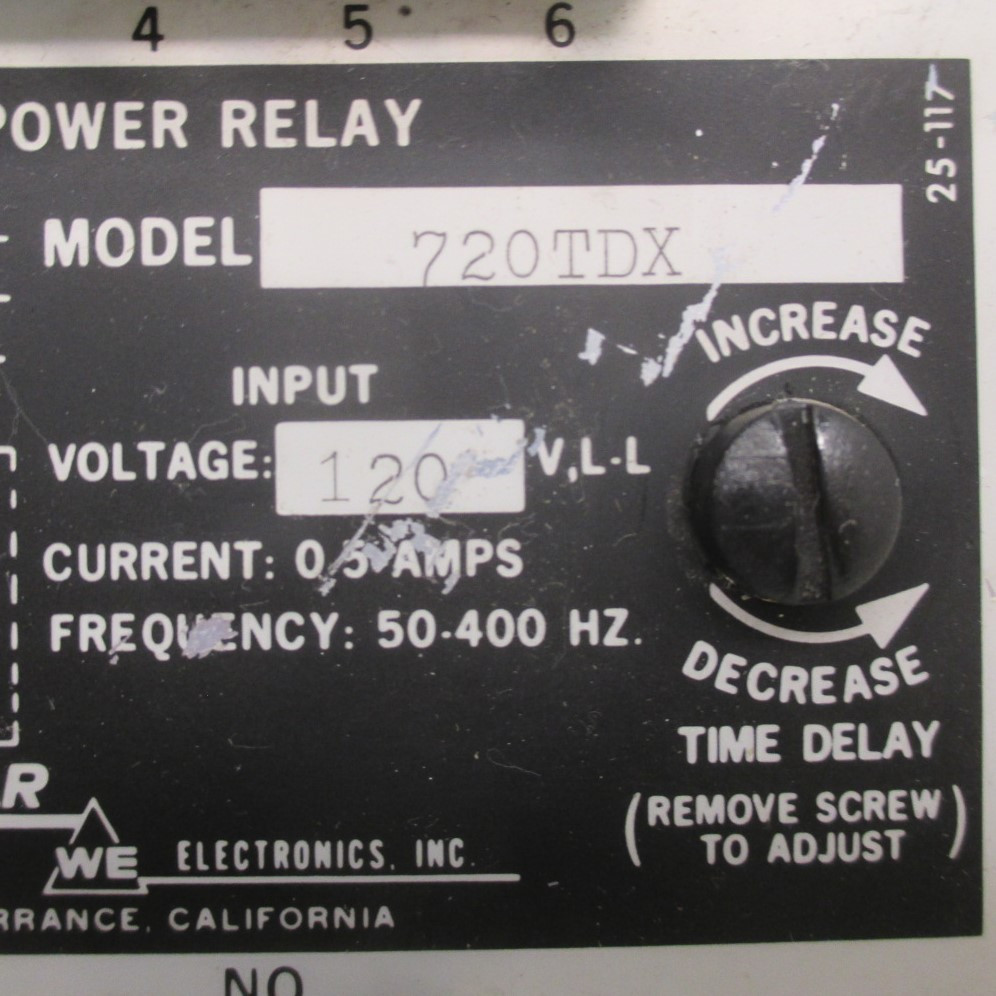 Wilmar Reverse Power Relay 720TDX 120V 50-400 Hz 0-5 Amps 720-TDX (AH0180-1)