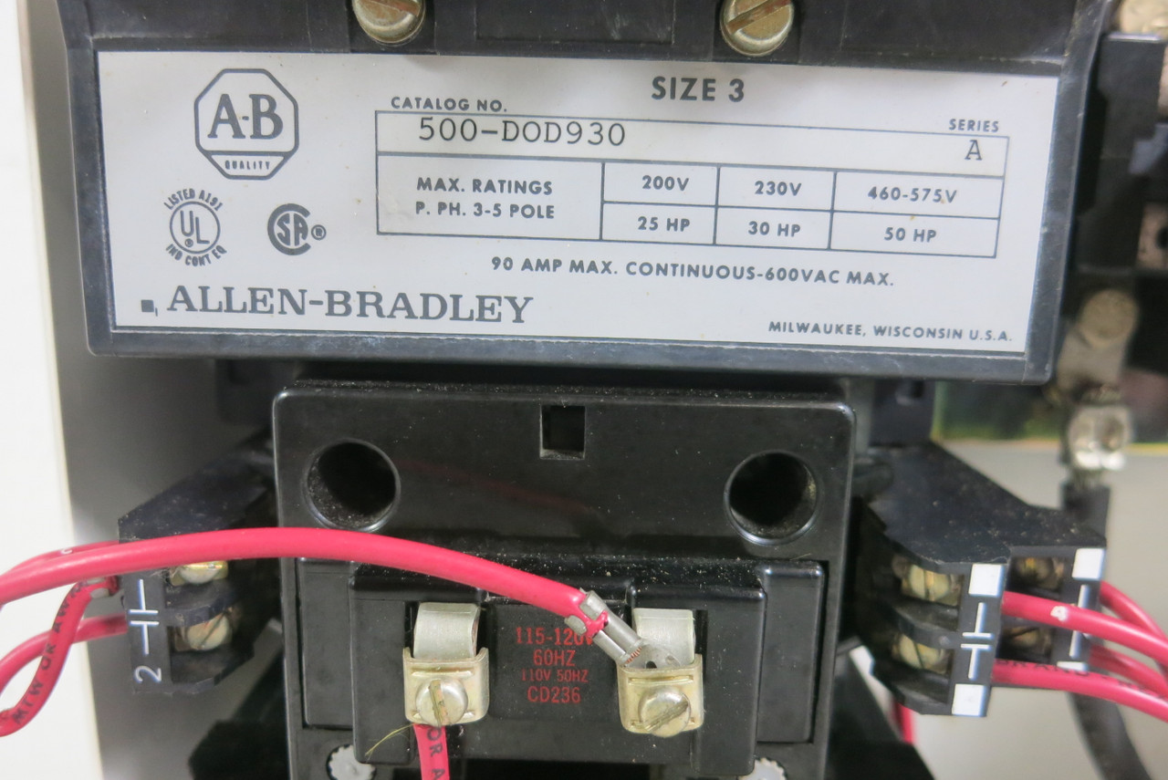 Allen Bradley 2100 Centerline Size 3 Starter 60A Fusible 33"  MCC Bucket 500-DOD (BJ0916-3)