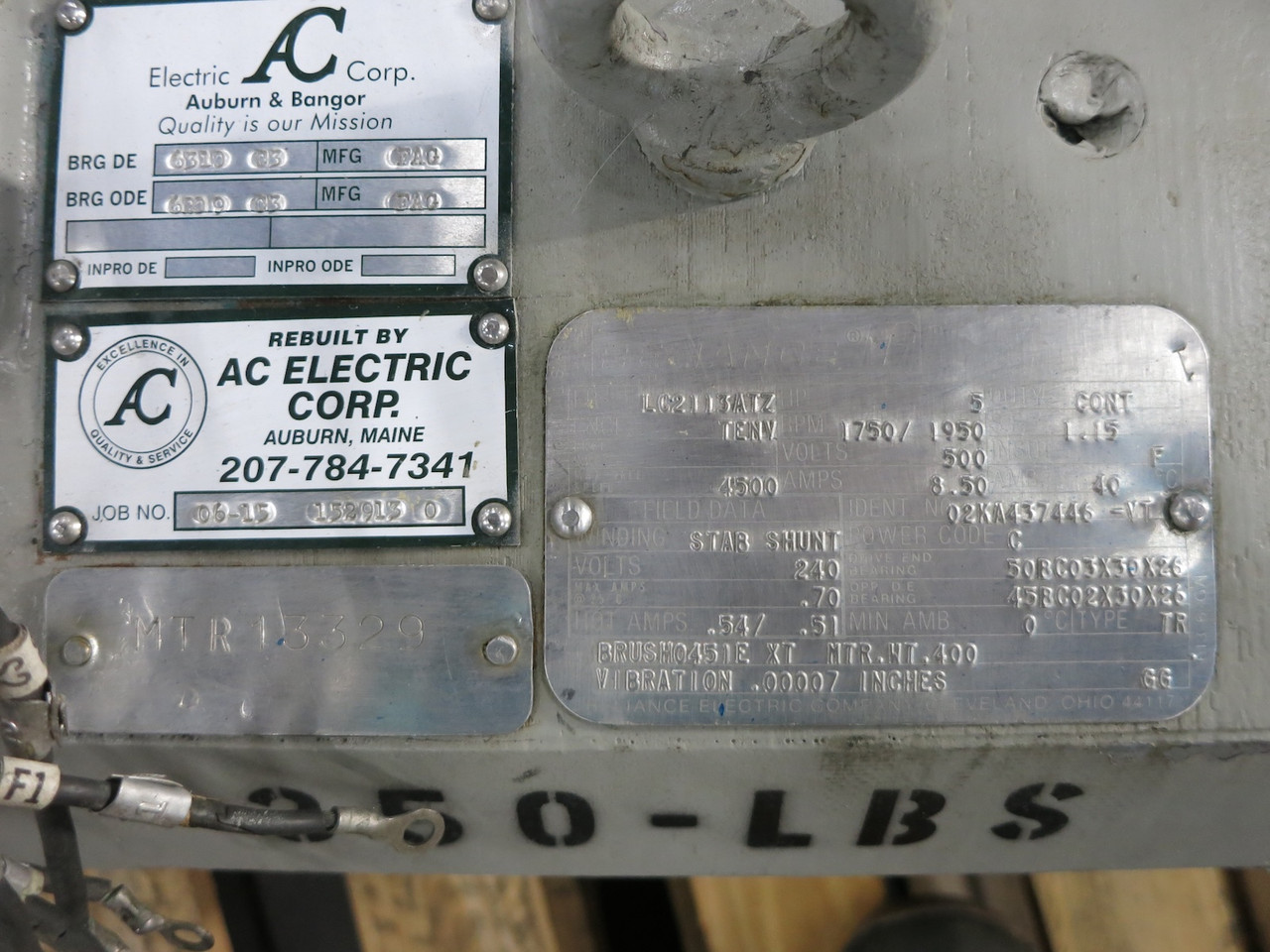 REBUILT Reliance 5 HP DC Motor LCZ113ATZ 500V 1750/2300 RPM TENV 8.5A 500 VDC (DW6723-1)