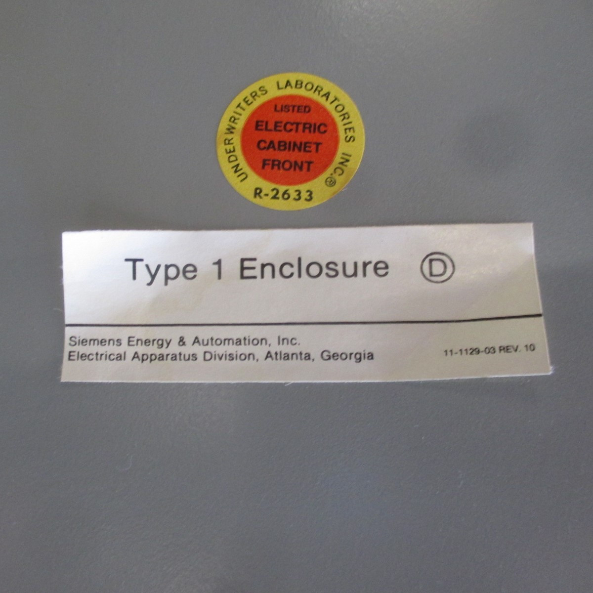 Siemens Type 1 Enclosure Panel DOOR ONLY 38" x 20" Interior Opening: 29.5" x 9" (AH0209-6)