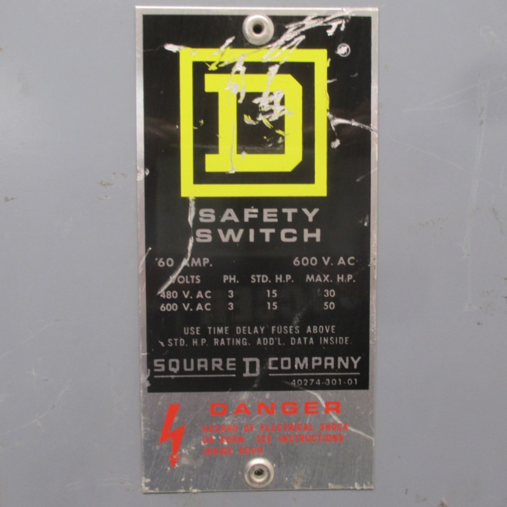 Square D H362AVW 60A Fusible Safety Switch Disconnect 600V 60 Amp View Window E1 (AH0221-2)