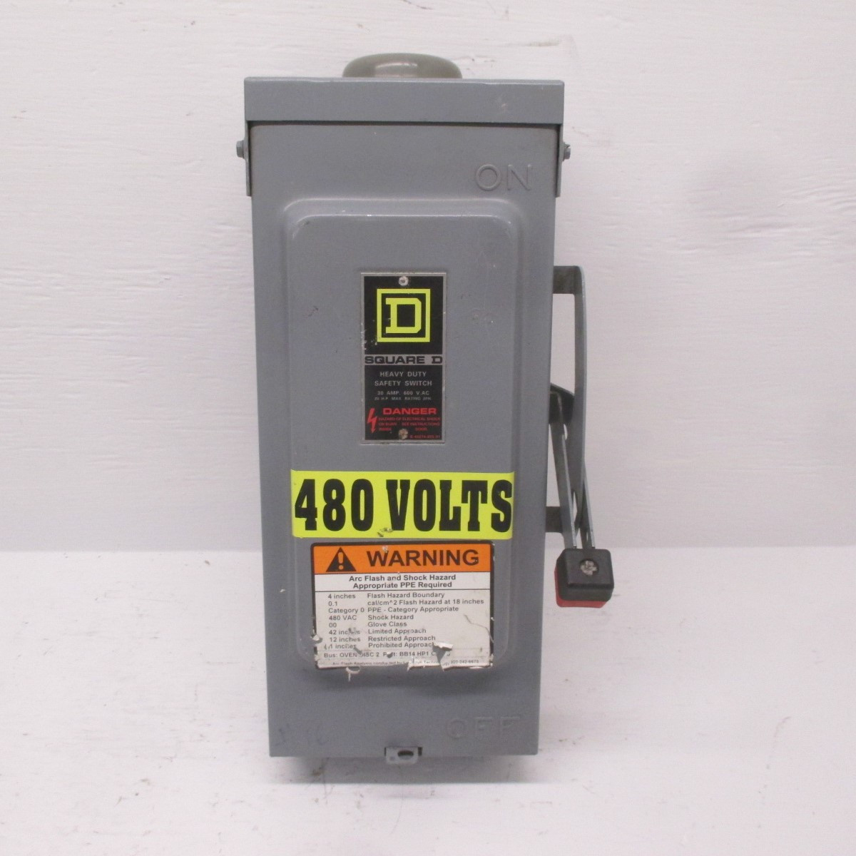 Square D  H-361-NBR Ser E1 30A Fusible Safety Switch Disconnect 600V 30 Amp H361 (AH0234-1)