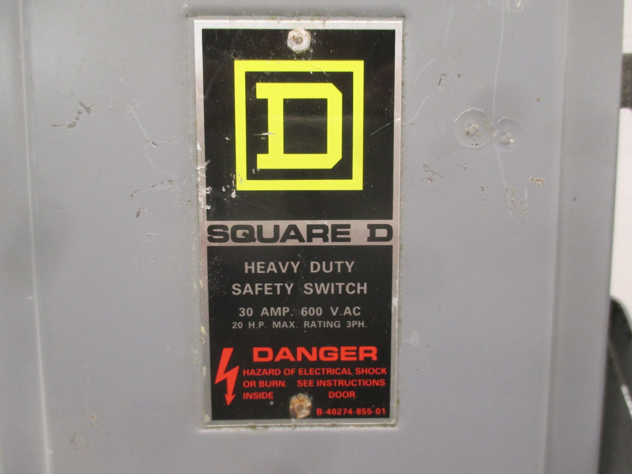 Square D  H-361-NBR Ser E1 30A Fusible Safety Switch Disconnect 600V 30 Amp H361 (AH0234-1)