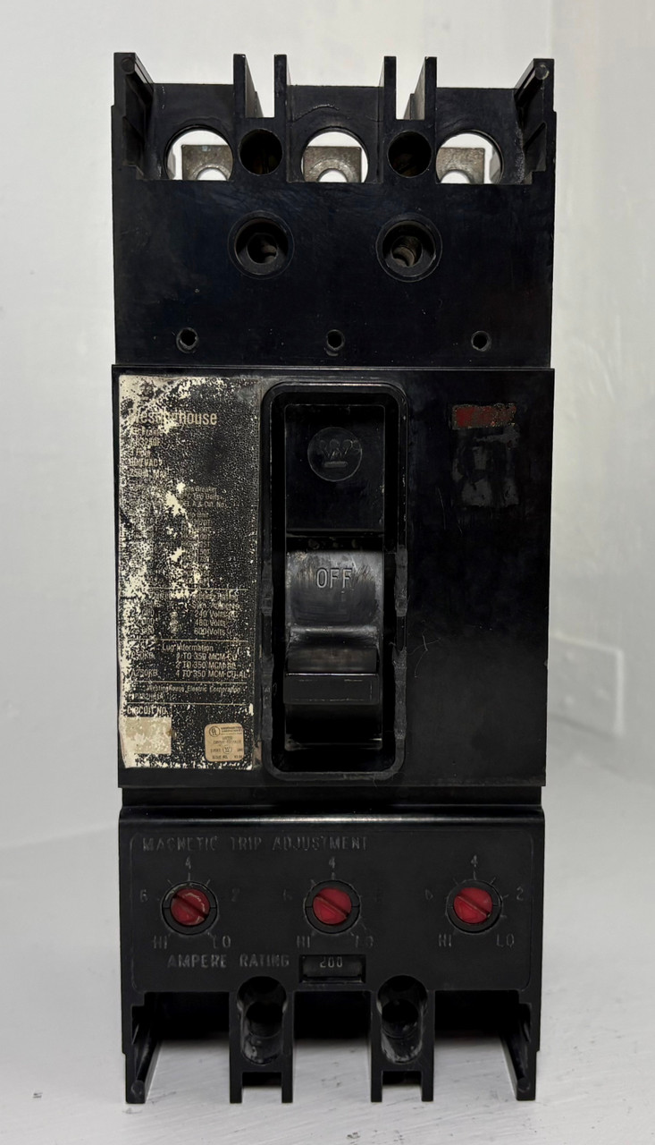 Westinghouse KB3250F 250A Circuit Breaker w 200 Amp Trip 600V 3P KB Frame KB3200 (EM5305-1)