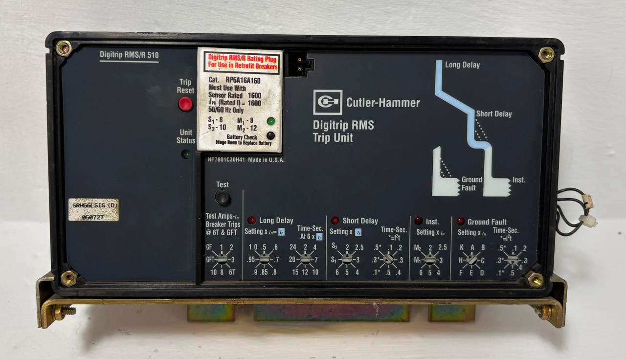 Cutler Hammer SRH56LSIG(D) LSIG Digitrip RMS Trip Unit w/ 1600A Plug RP6A16A160 (EM5314-2)