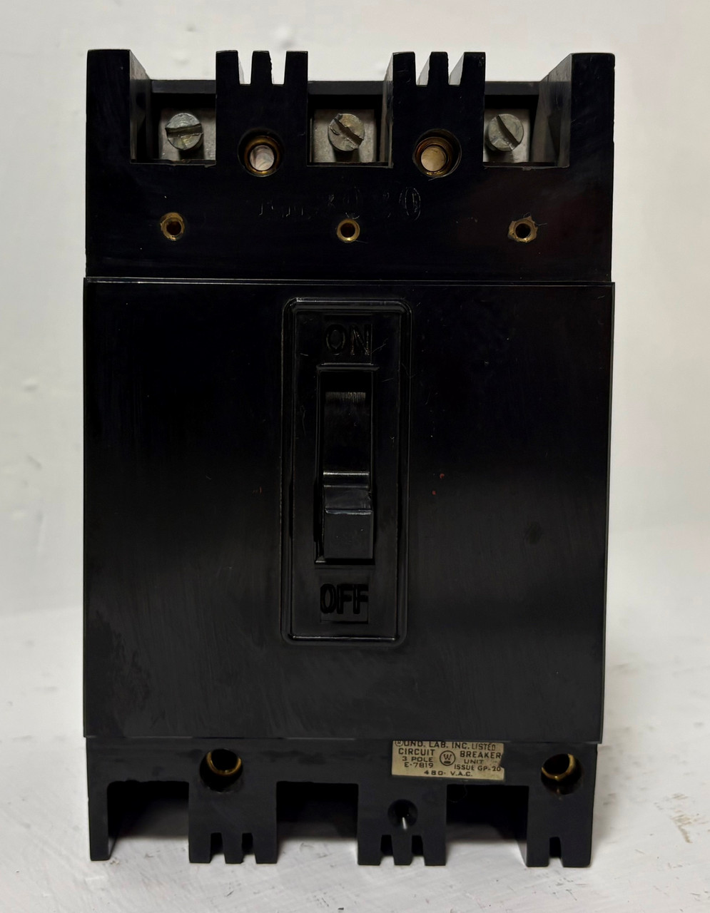 Westinghouse EH3030 30A Circuit Breaker 657D119G03 Type EH 480 VAC 3P 30 Amp (EM5317-5)
