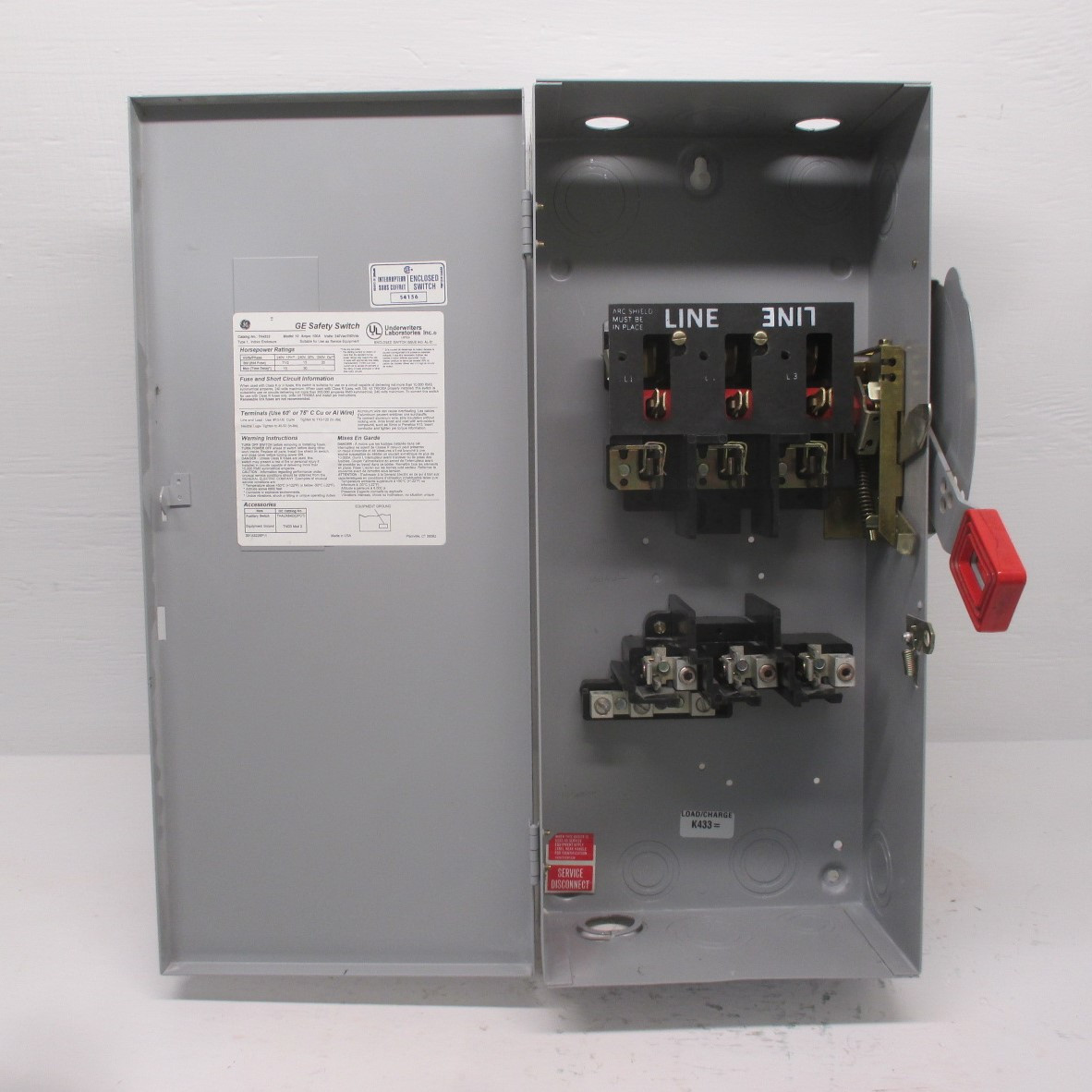GE TH4323 100A 240V Heavy Duty Fusible Safety Switch Model 10 General Electric (AH0271-1)