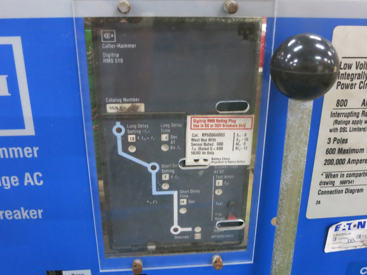 Cutler Hammer DSL206 800/600 Amp Air Breaker S53LS LS Trip Unit 600A DSL-206 (DW6799-1)