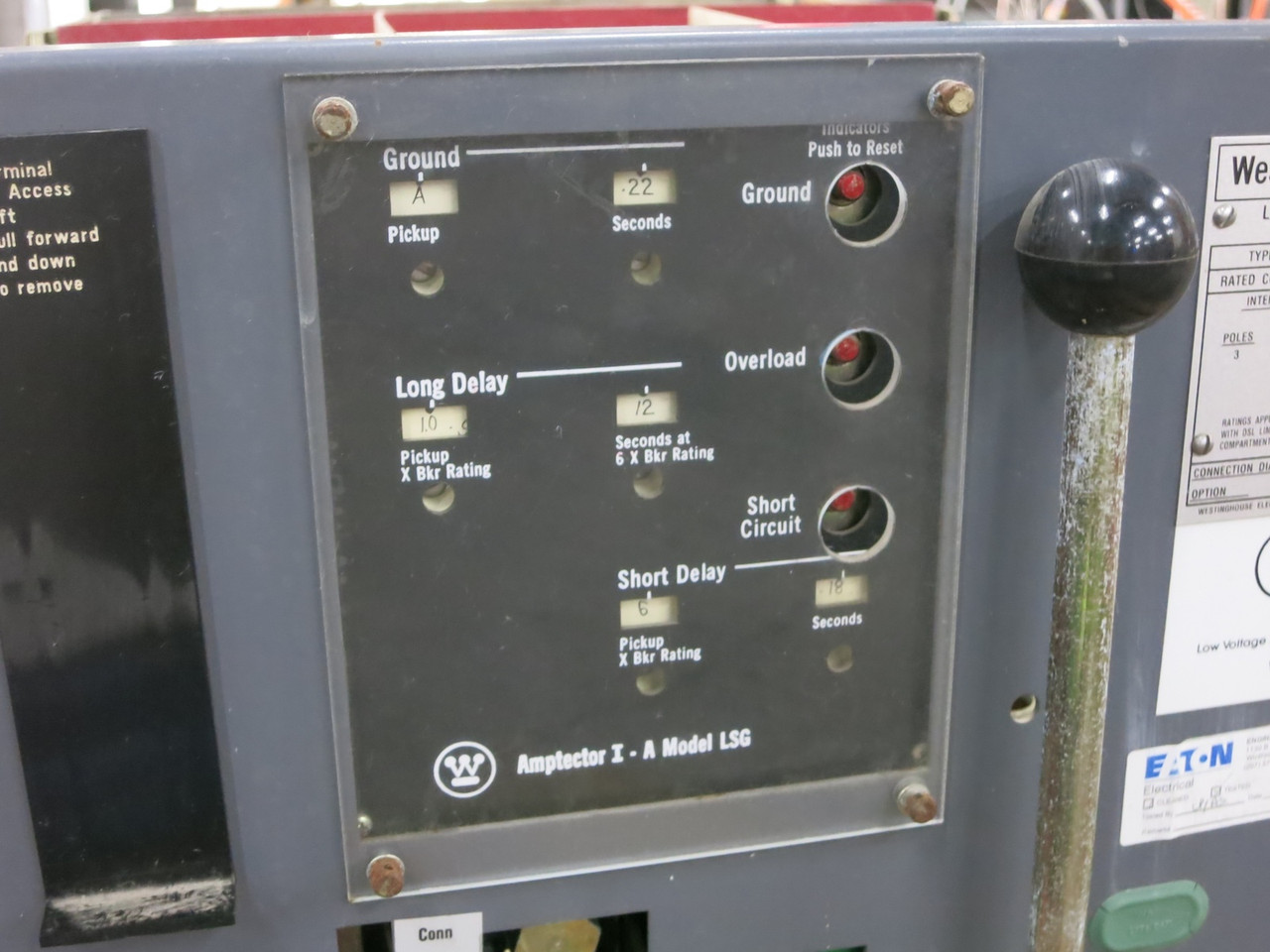 Westinghouse DSL-206 800/600 Amp Air Breaker Amptector I LSG Trip 800A DSL206 (DW6797-1)