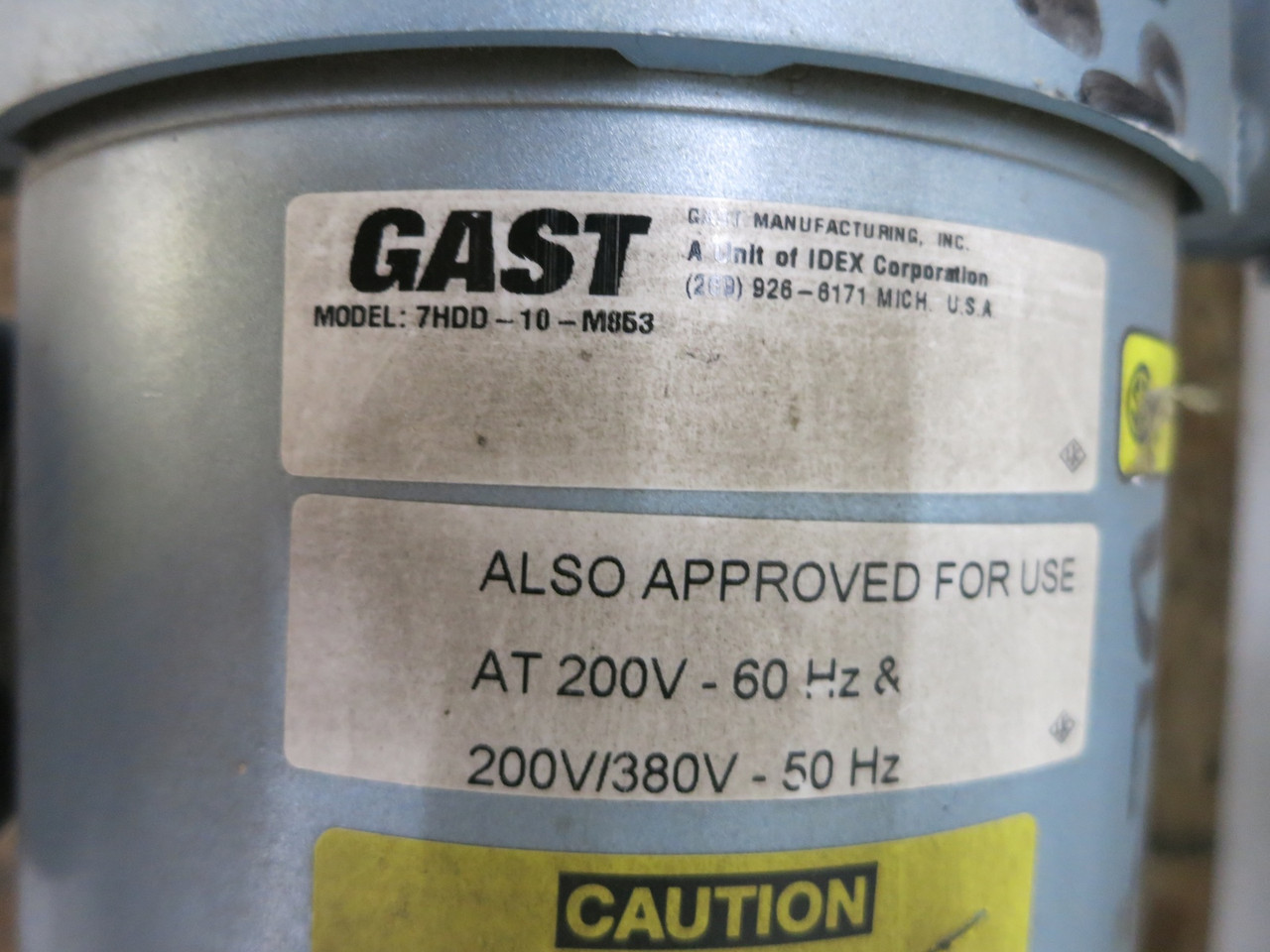 NEW Gast 7HDD-10-M853 Piston Air Compressor Pump 2 HP Motor 5K49ZN4223 230V 3PH (DW6804-1)