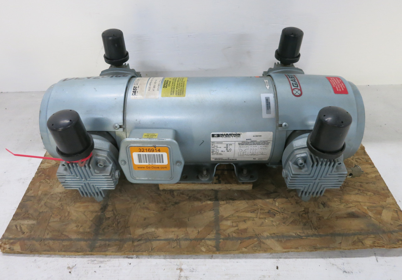 NEW Gast 7HDD-10-M853 Piston Air Compressor Pump 2 HP Motor 5K49ZN4223 230V 3PH (DW6804-1)