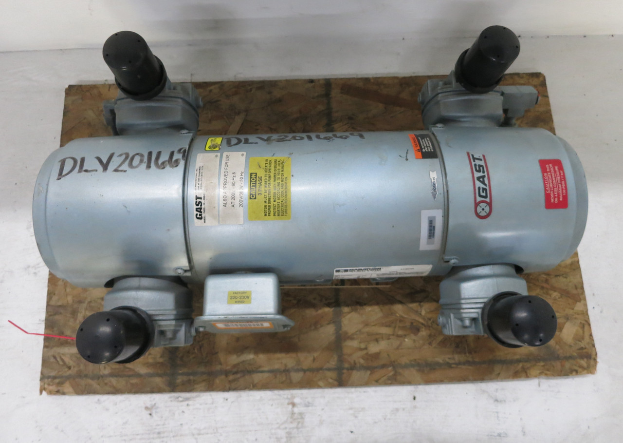NEW Gast 7HDD-10-M853 Piston Air Compressor Pump 2 HP Motor 5K49ZN4223 230V 3PH (DW6804-1)