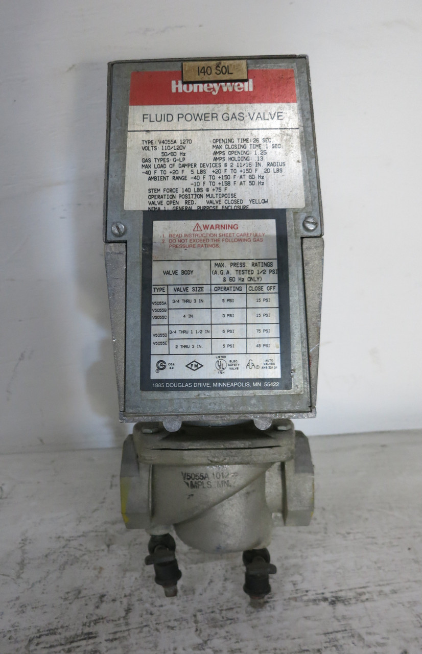 Honeywell V4055A-1270 Fluid Power Gas Valve Actuator V5055A-1012 V4055A1270 120V (DW6822-3)