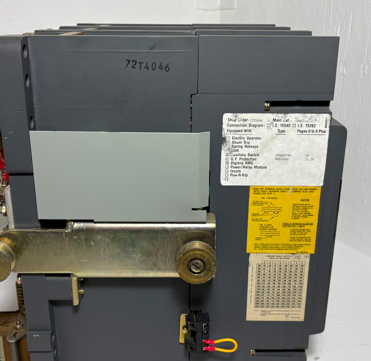 Westinghouse SPB 100 1600A SPBR316D56 LSIG Pow-R Breaker w/ 1600 Amp Plug Ground (EM5344-1)