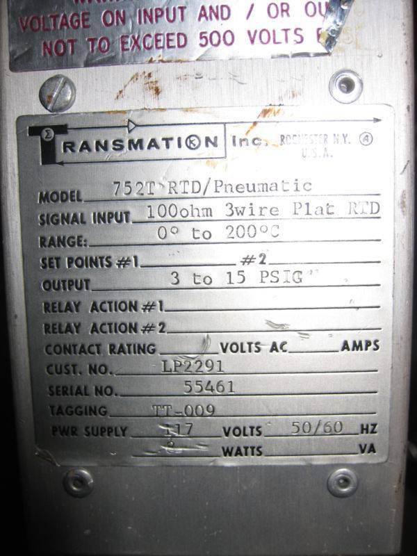 Transmation 752T RTD Transmitter Moore transducer 77-16 Flow Control (EBI4866-10)