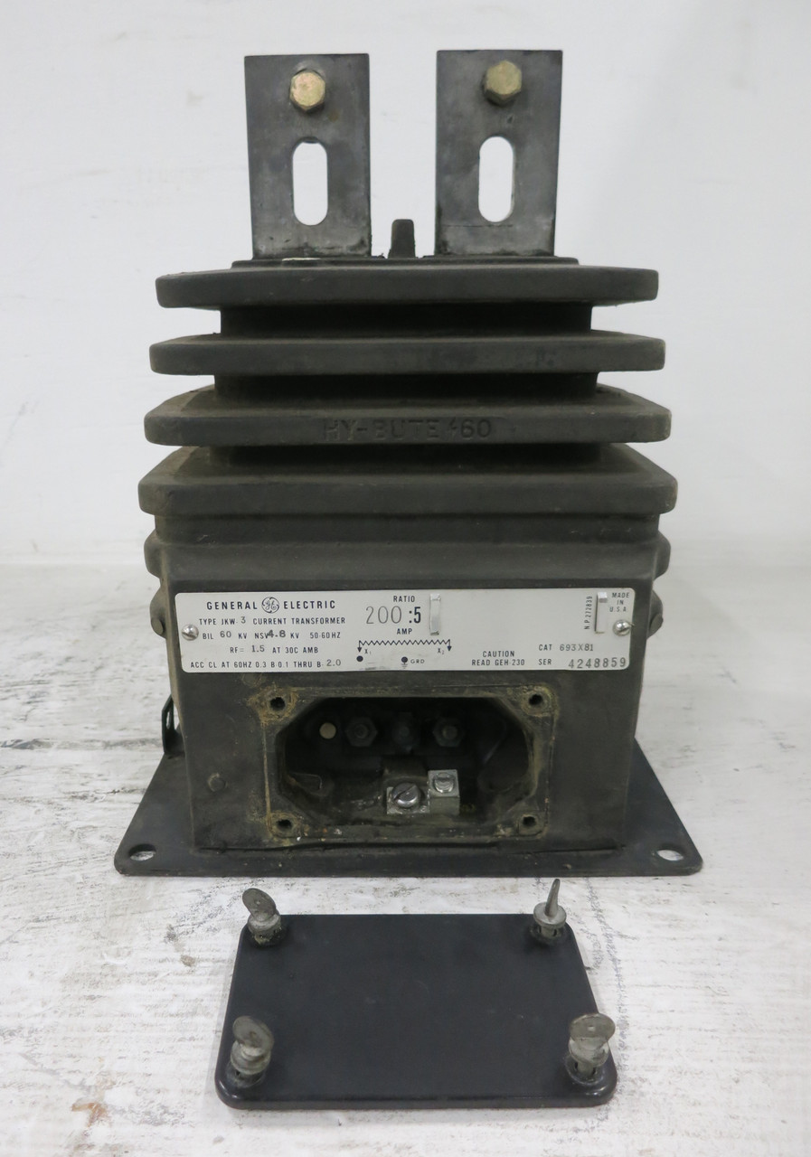 GE 693X81 Current Transformer Type JKW-3 Ratio 200:5 Amp CT 4.8 kV Outdoor (DW6829-3)
