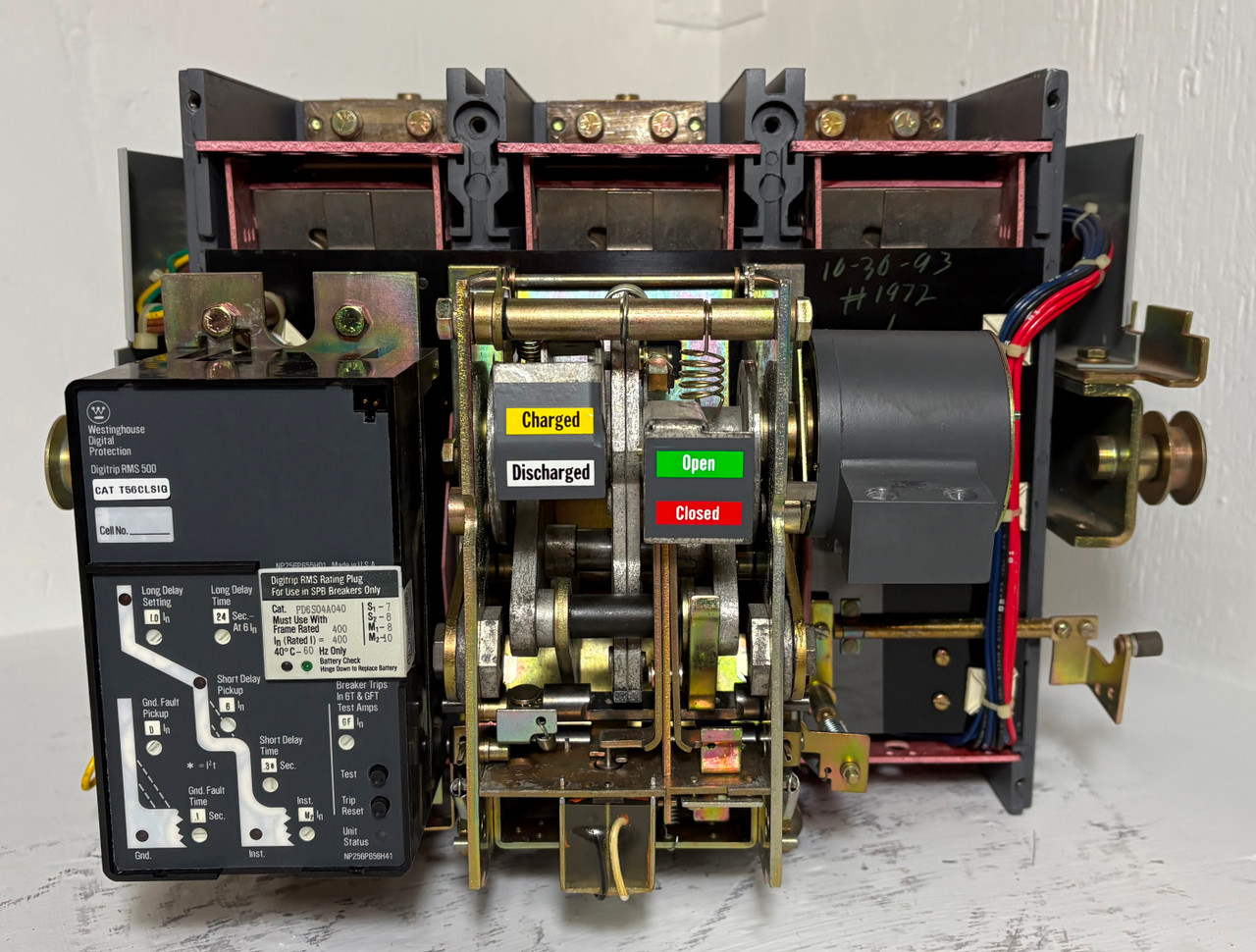Westinghouse SPB 100 SPBR34D56 400A Pow-R LSIG Breaker w 400 Amp Plug Aux Ground (EM5349-1)
