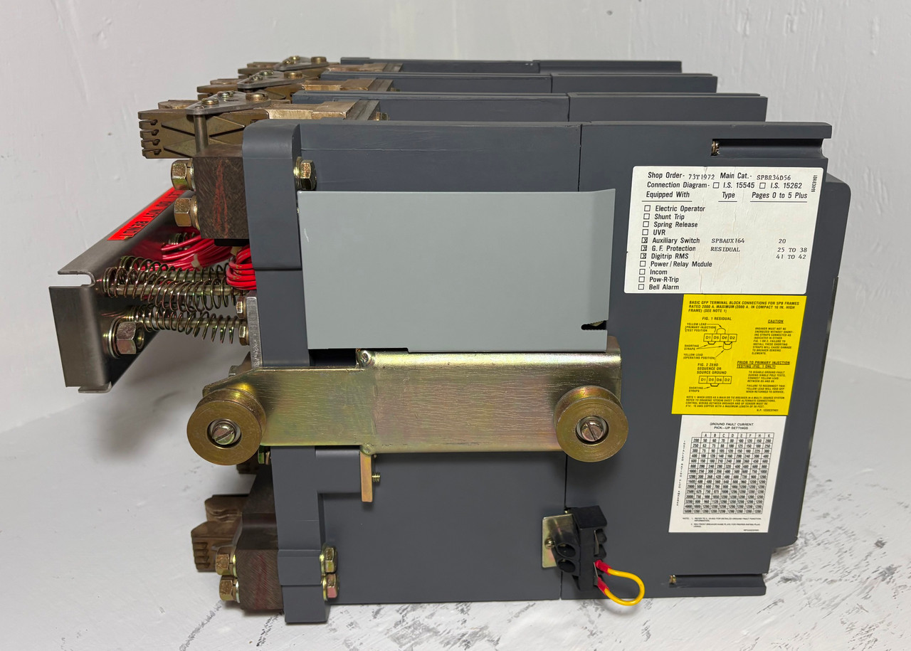 Westinghouse SPB 100 SPBR34D56 400A Pow-R LSIG Breaker w 400 Amp Plug Aux Ground (EM5349-1)