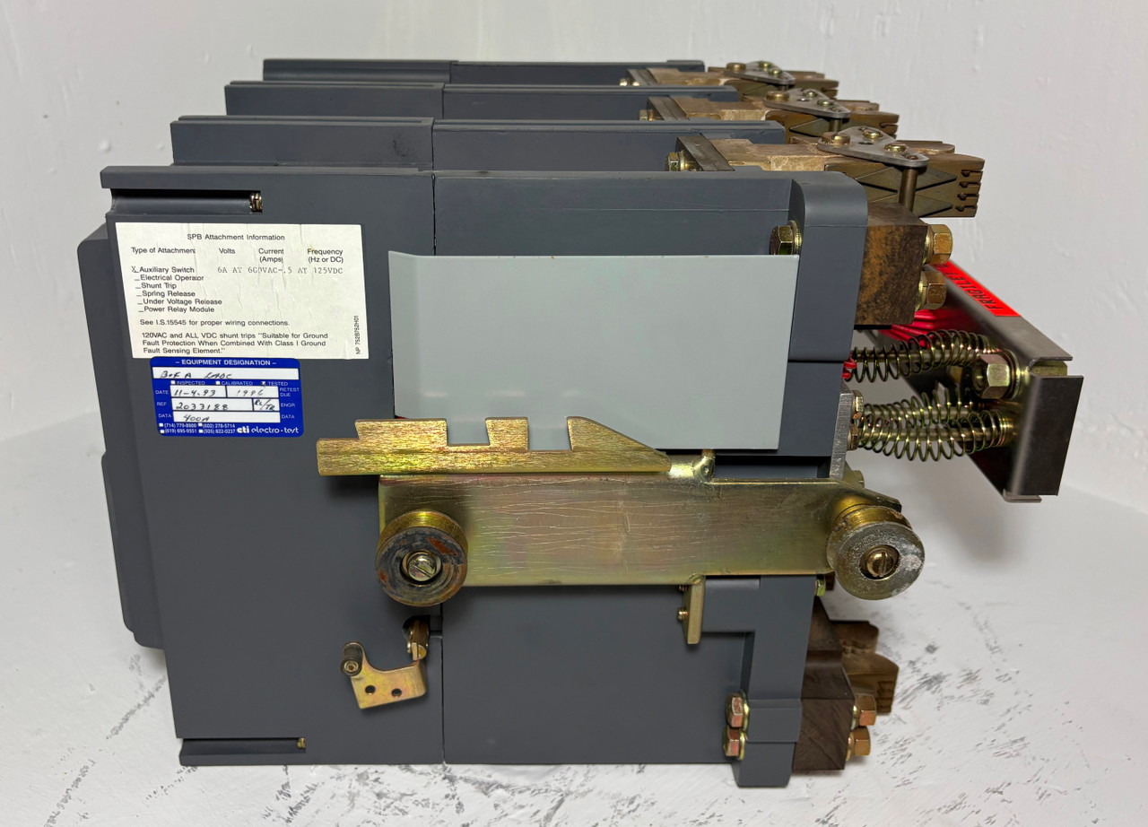 Westinghouse SPB 100 SPBR34D56 400A Pow-R LSIG Breaker w 400 Amp Plug Aux Ground (EM5349-1)