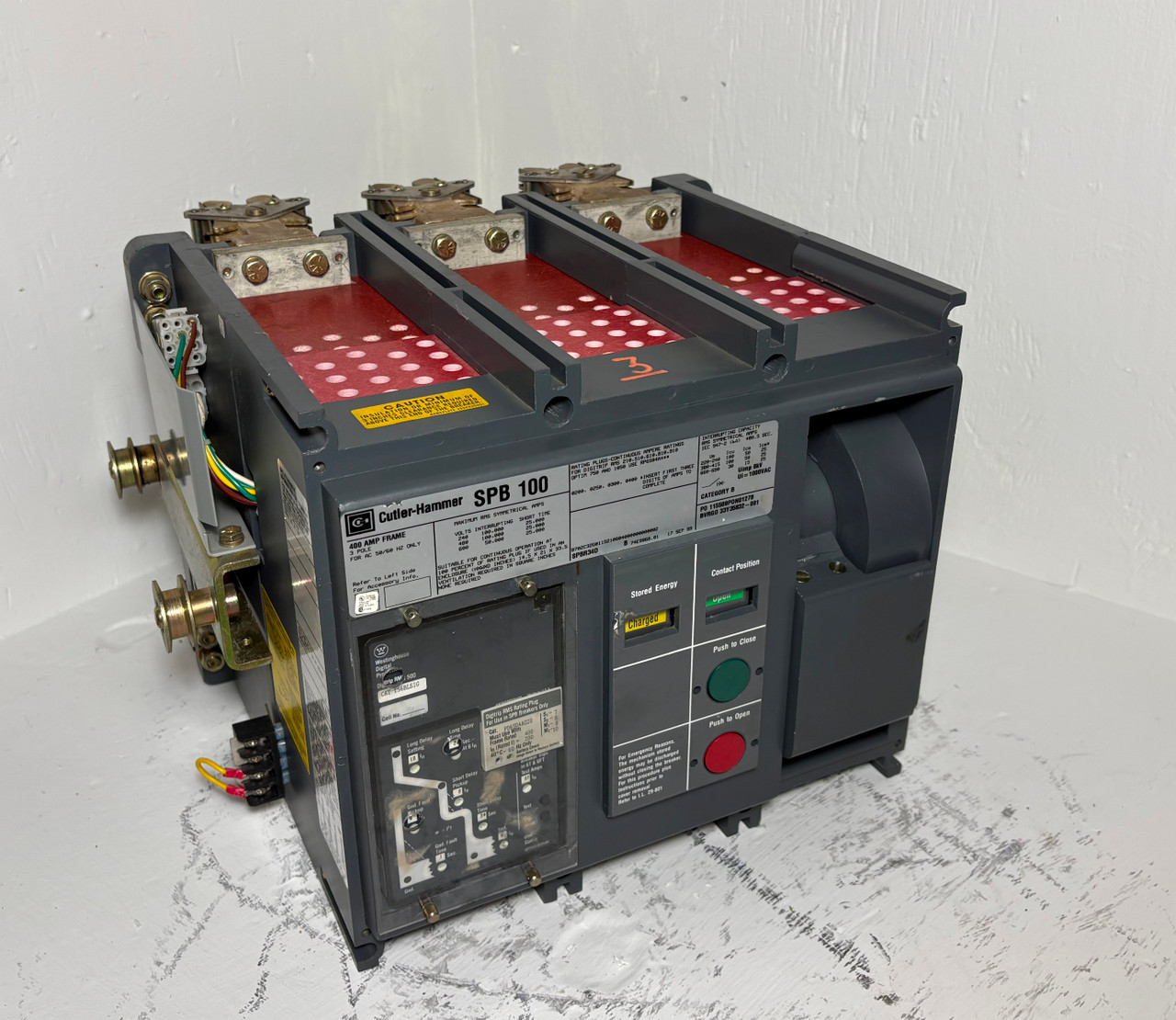 Cutler Hammer SPB 100 SPBR34D 400A LSIG Breaker Silver w 200 Amp Plug Aux Ground (EM5350-2)