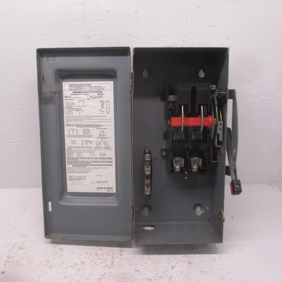 Square D H-222-N 60 Amp 240V 2P Fusible Safety Disconnect Switch 30A Series E1 (AH0365-2)
