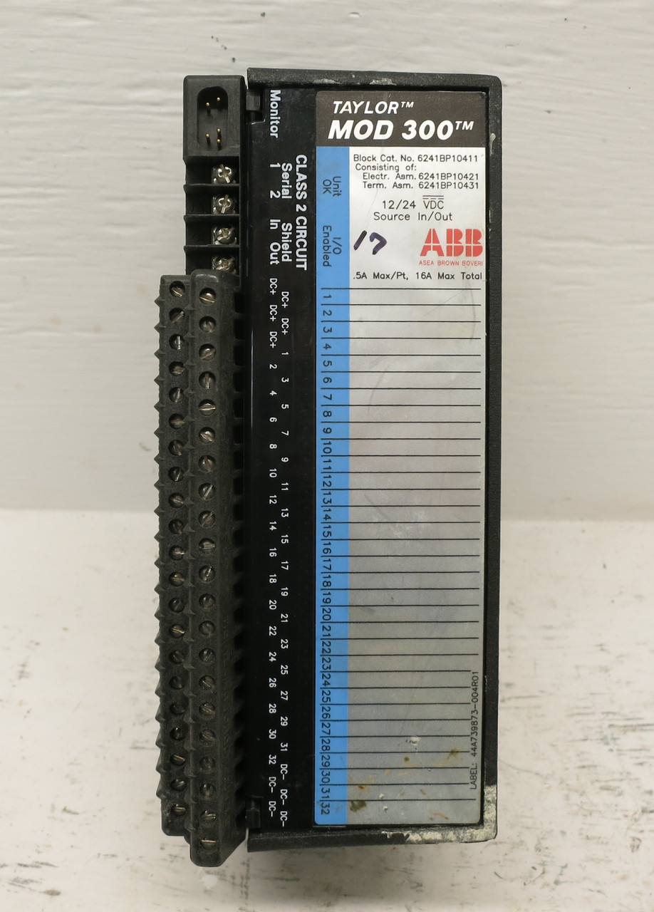 Taylor ABB MOD 300 6241BP10421C-U Input Output PLC Module 6241BP10411 Source I/O (DW6850-11)