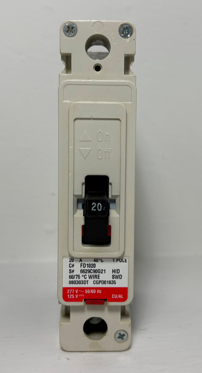 NEW Eaton FD1020 20A Circuit Breaker 1 Pole FD1020L 20 Amp 1P Cutler Hammer NIB (EM5371-4)